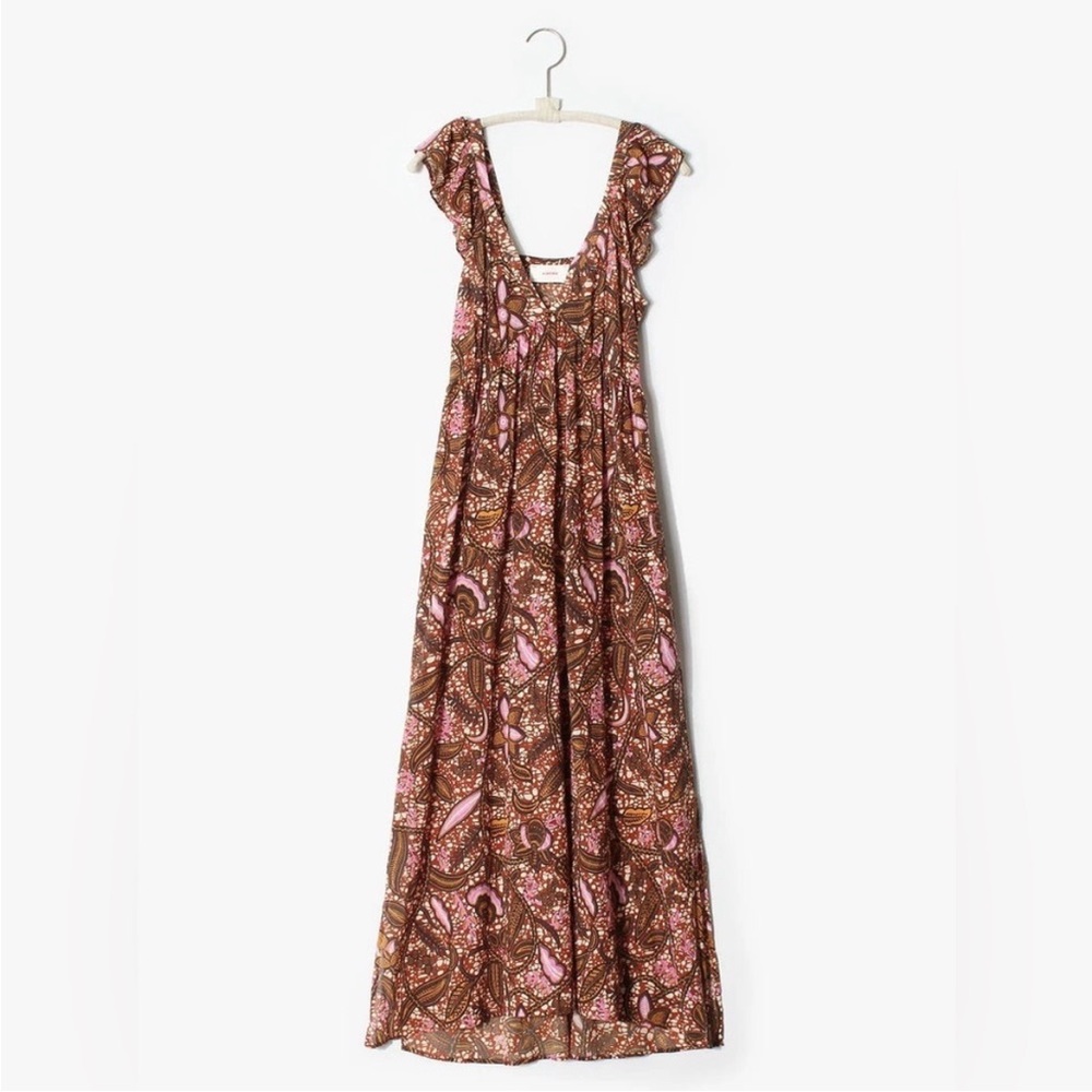 XiRENA Brown Paisley Maxi Dress with Pink Accents - Picture 5 of 7